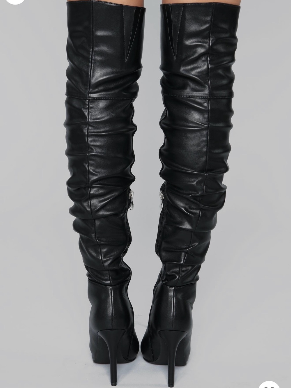 Fashion Nova Black Over-the-Knee Slouchy Leather Boots - Picture 5 of 5